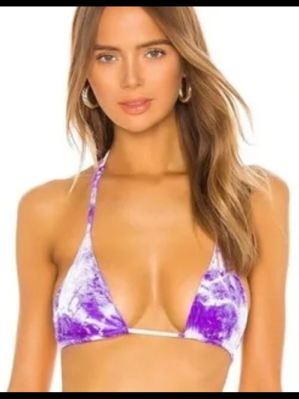 Frankie's Bikinis Purple Velvet Triangle Bikini Top